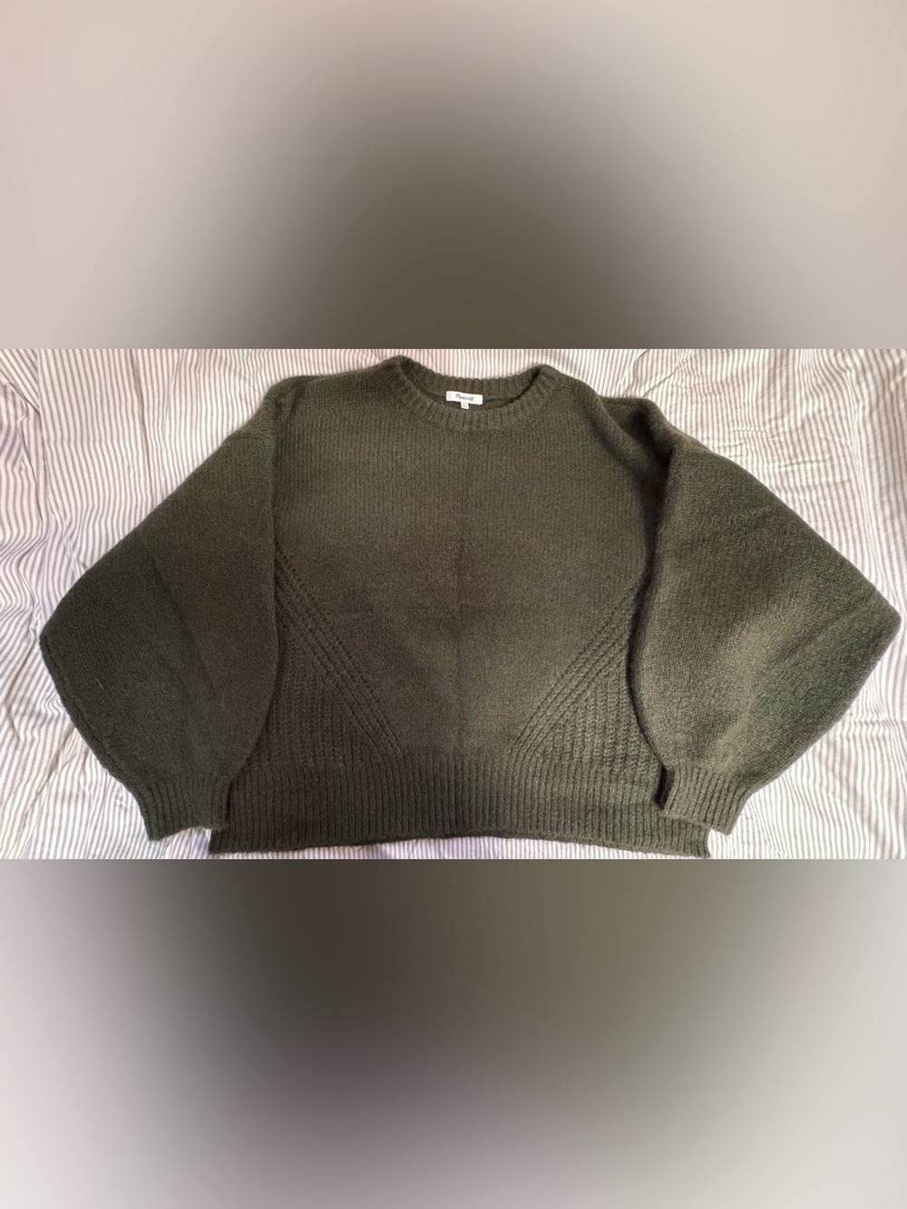 Madewell Moss Green Textured Crewneck Sweater